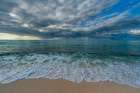 Indian ocean surf on a sandy beach-under a dramatic cloud-filled sky Denis Island-Seychelles Coastal Print